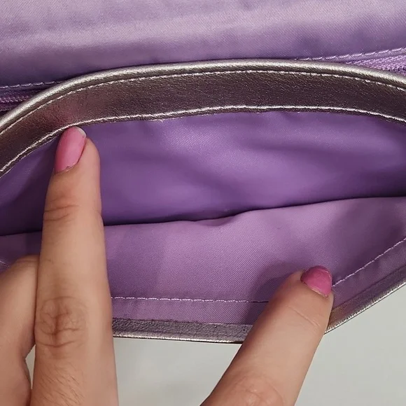 Coach Silver C Embroidered Crossbody with Chain Strap Gray Card Holder - Picture 11 of 12